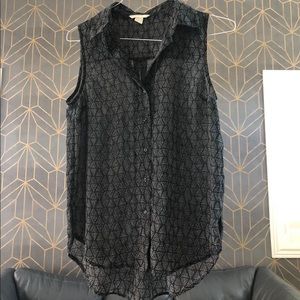 H&M Sheer Button Down Triangle Top Blouse